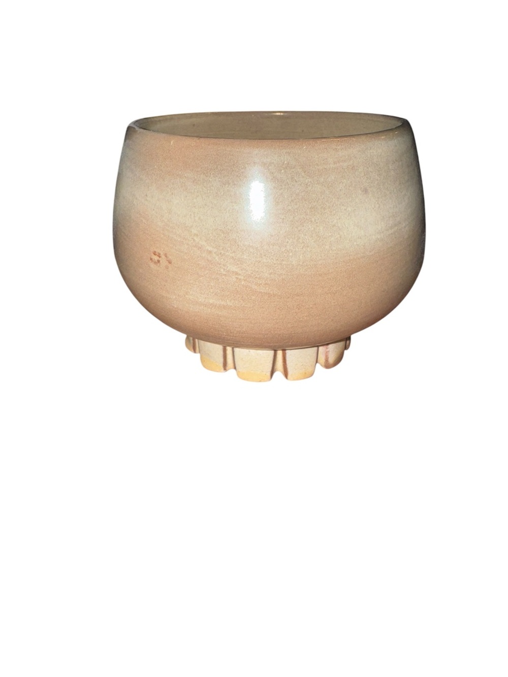 Vintage Frankoma Pottery 235 Footed Planter Bowl Peach Beige Glaze